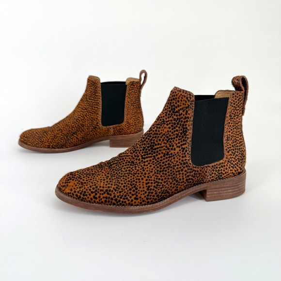 Madewell Womans Boot Ainsley Chelsea Spotted Calf Hair Size 7 Leopard Pony Flaw - Picture 2 of 12